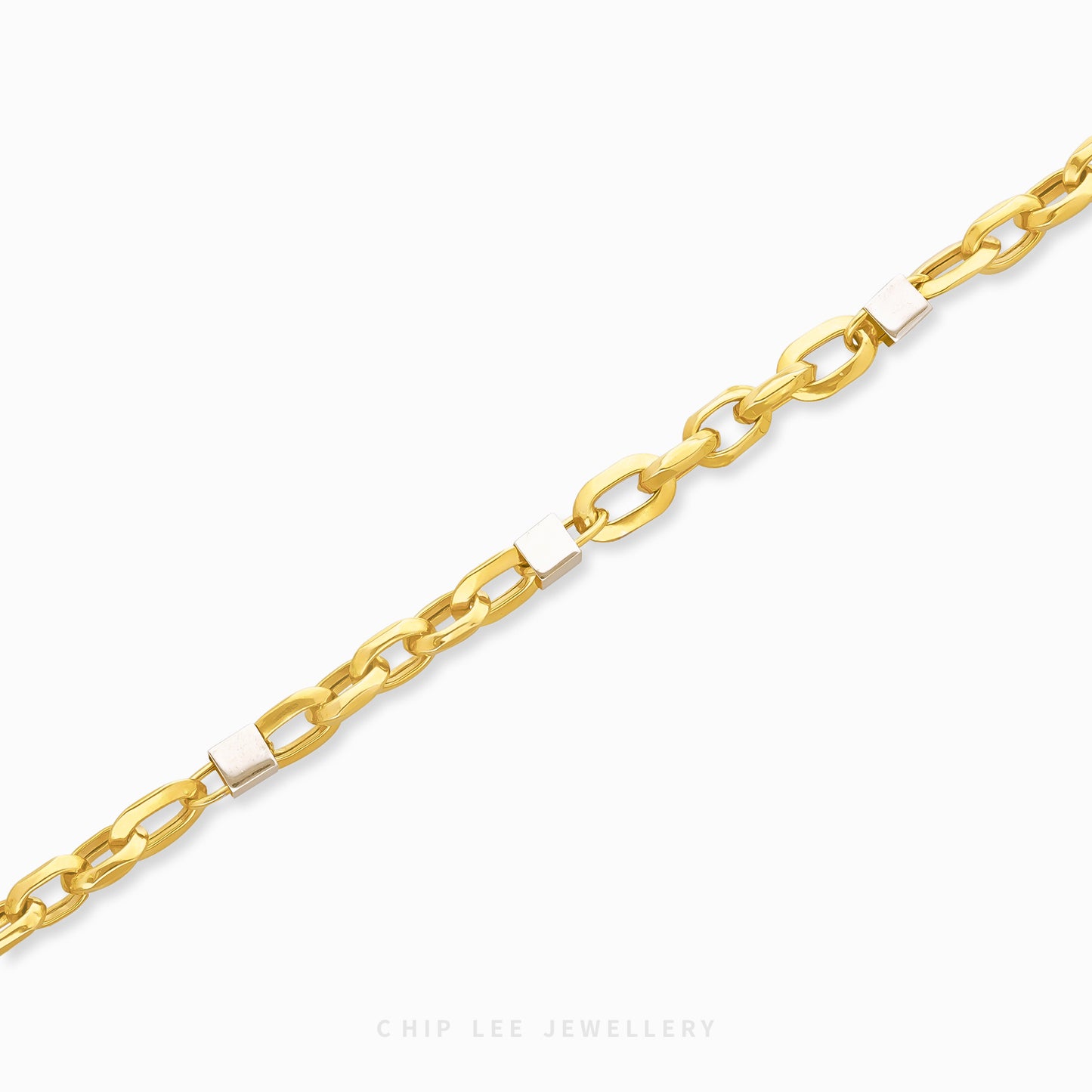Duo Tone Cube and Link Chain Bracelet - Chip Lee Jewellery