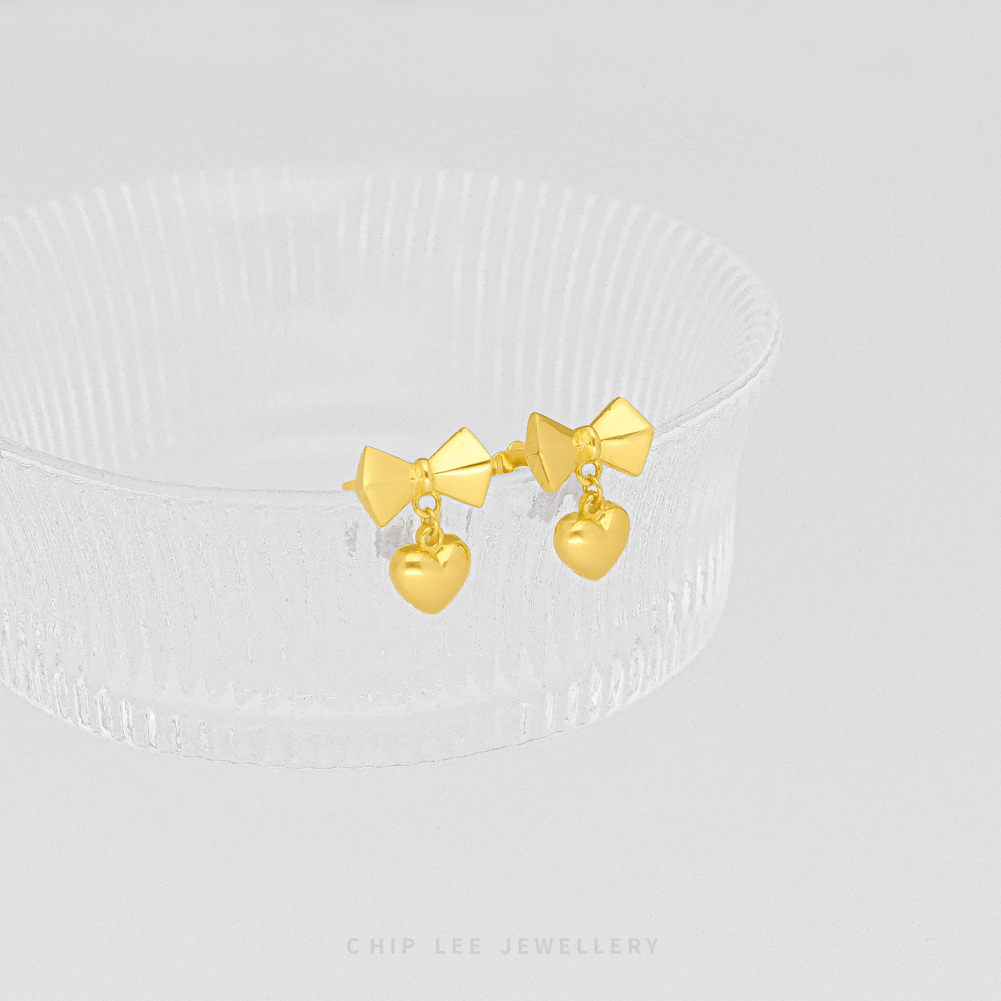 Bow Dangling Heart Earrings