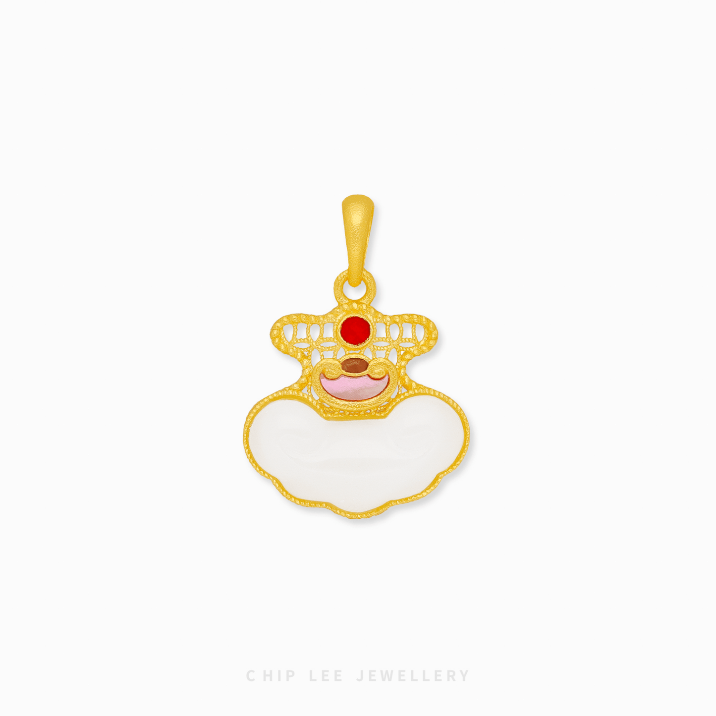 999 Pure Gold Dainty Cloud He Tian Jade Pendant