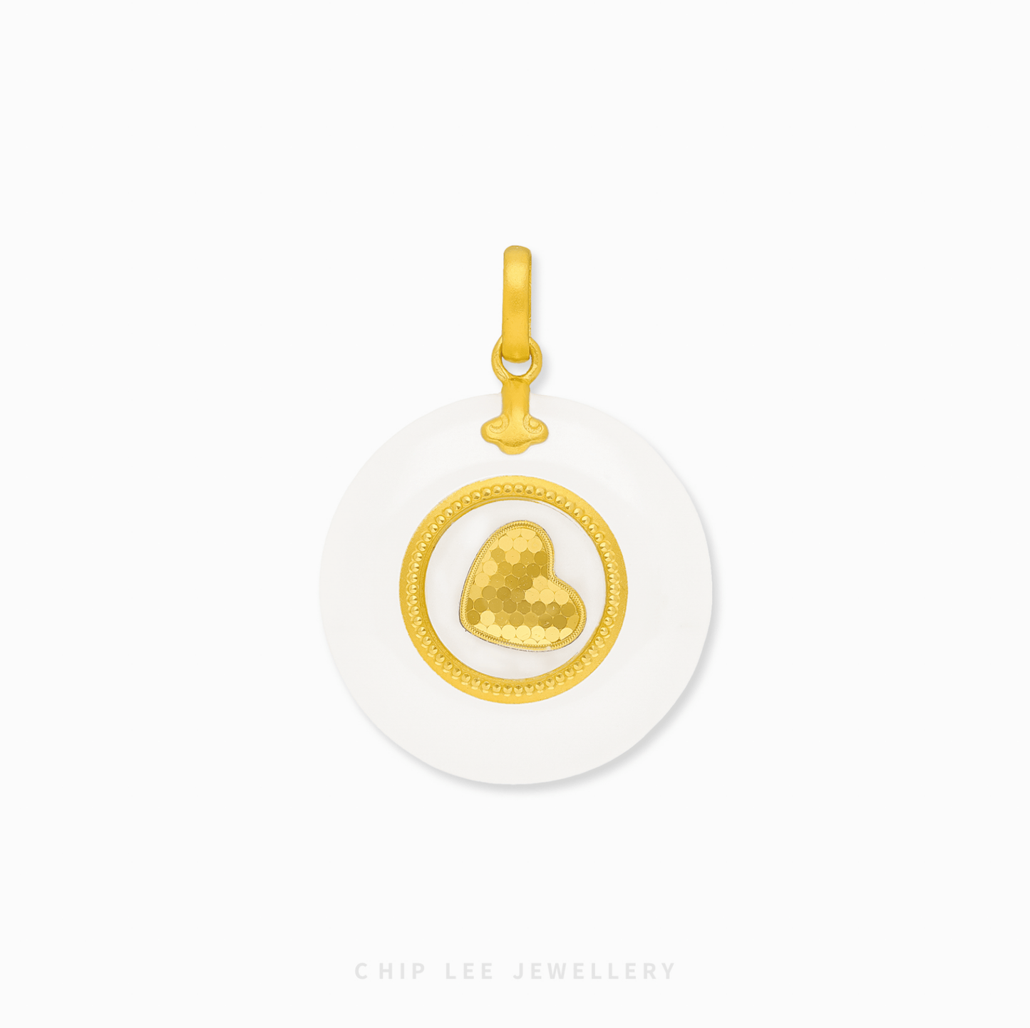 999 Pure Gold Heart Spinning He Tian Jade Pendant
