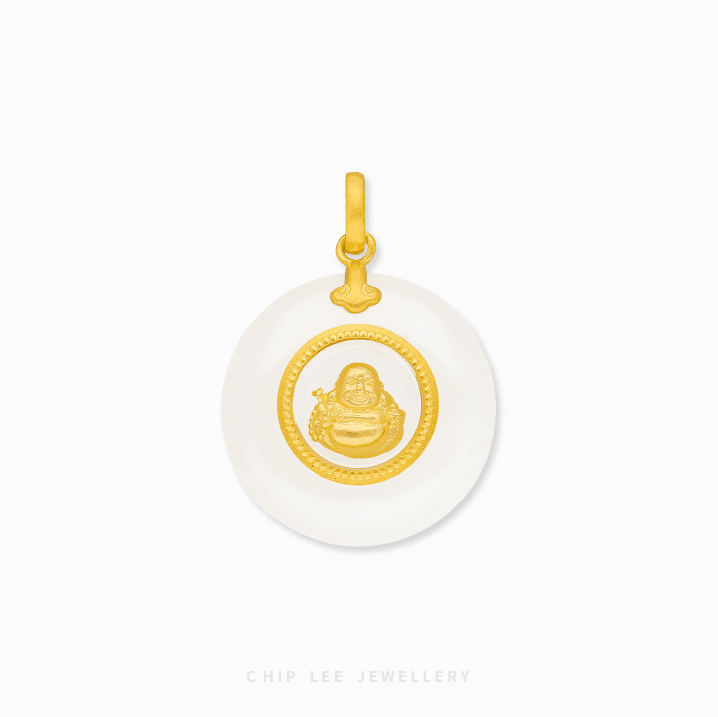 999 Pure Gold Spinning Buddha He Tian Jade Pendant