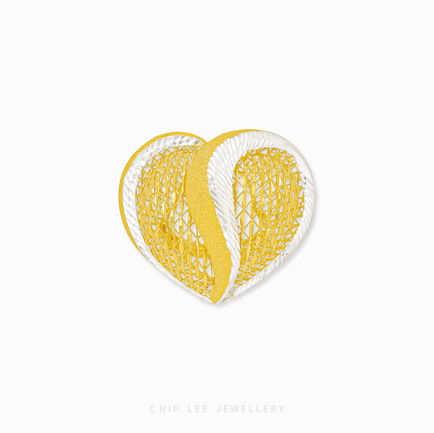 Bold duo-tone gold Statement Heart Ring with a chunky, weighty design, symbolizing unbreakable love and connection.