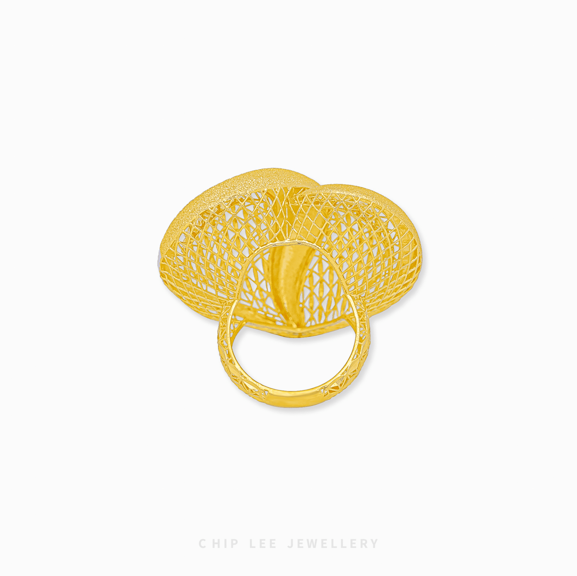 Bold duo-tone gold Statement Heart Ring with a chunky, weighty design, symbolizing unbreakable love and connection.