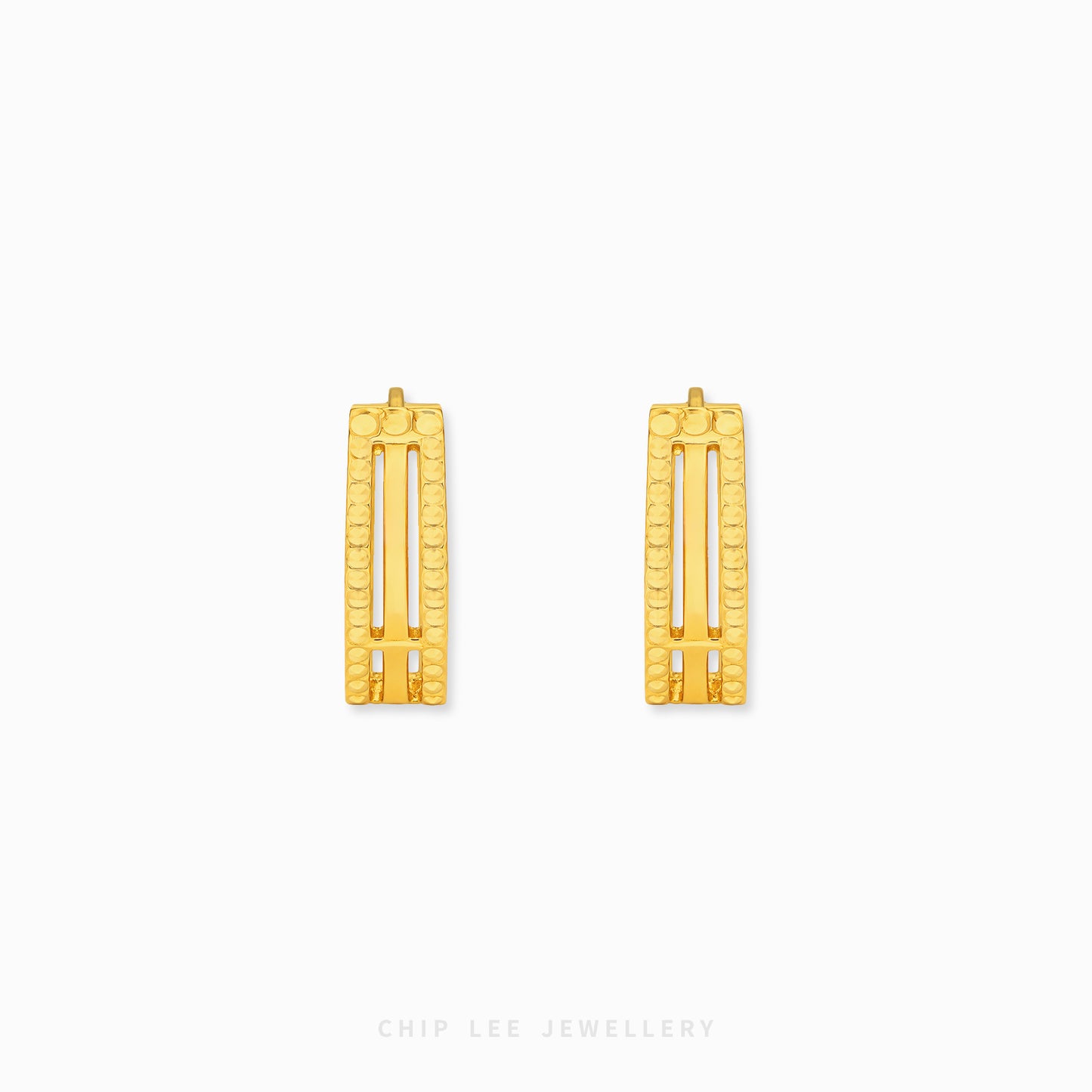 916 gold hexagon hoop earrings geometric studded design