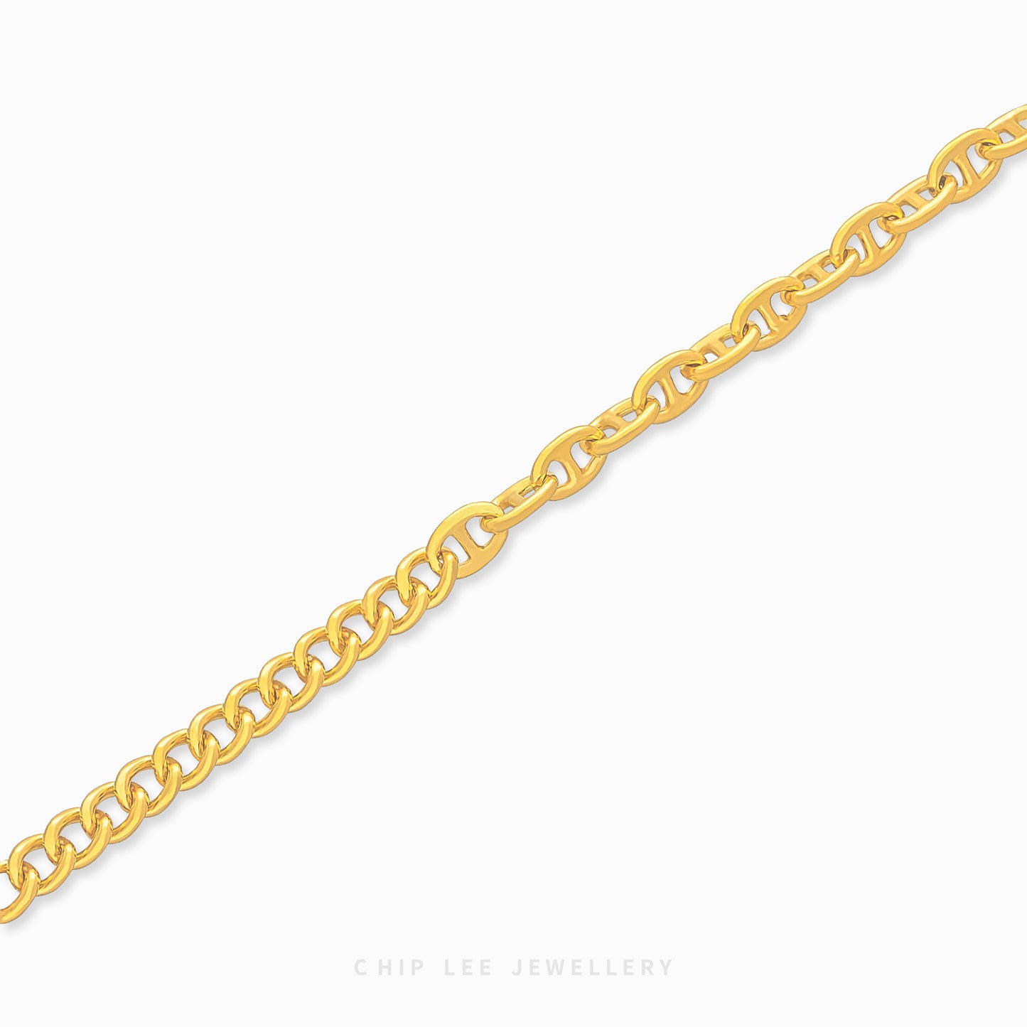 999 Pure Gold Mixed Link Chain Bracelet