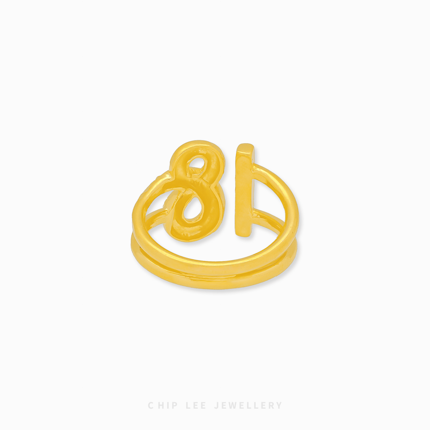 916 Gold T Infinity Bond Ring from Chip Lee Jewellery Singapore. Modern two-tone design symbolizing eternal love, unity, and commitment