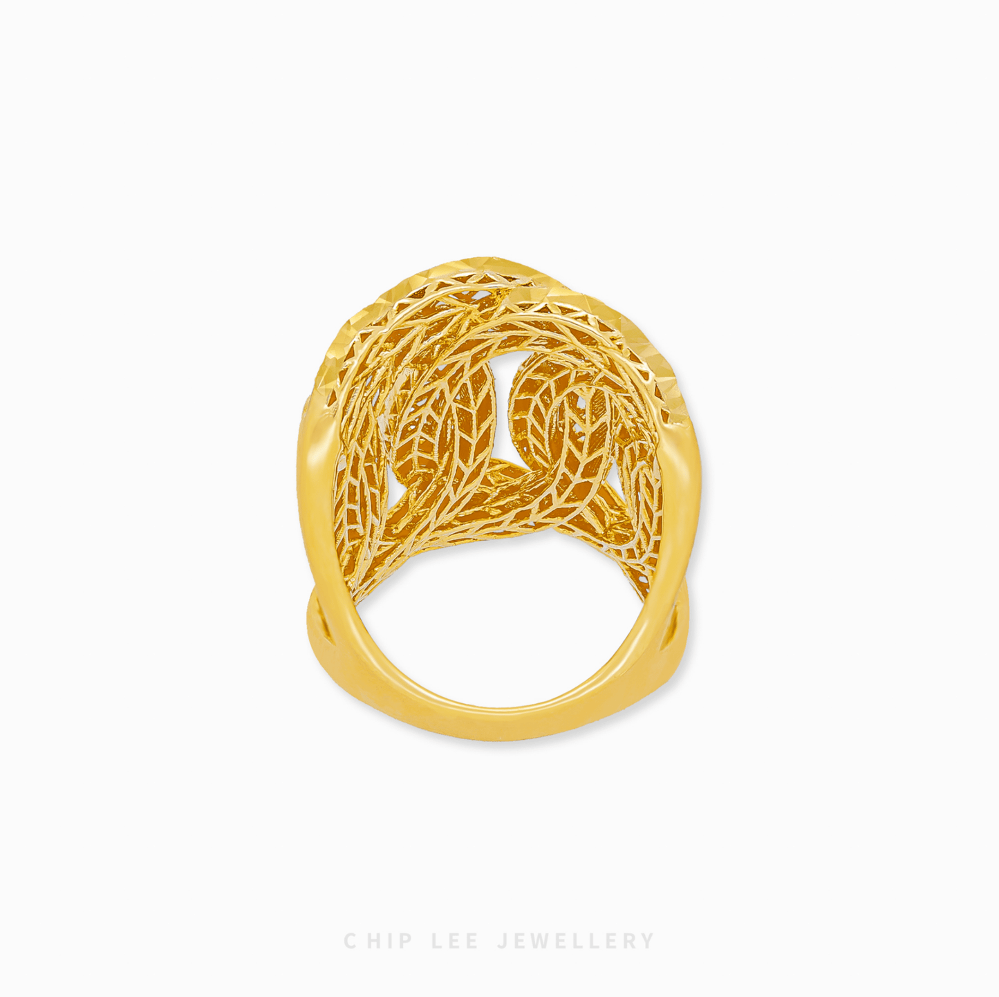 Textured Coco Ring in 916 gold, unique textured design adds understated glamour, versatile for layering or wearing solo as a statement piece.