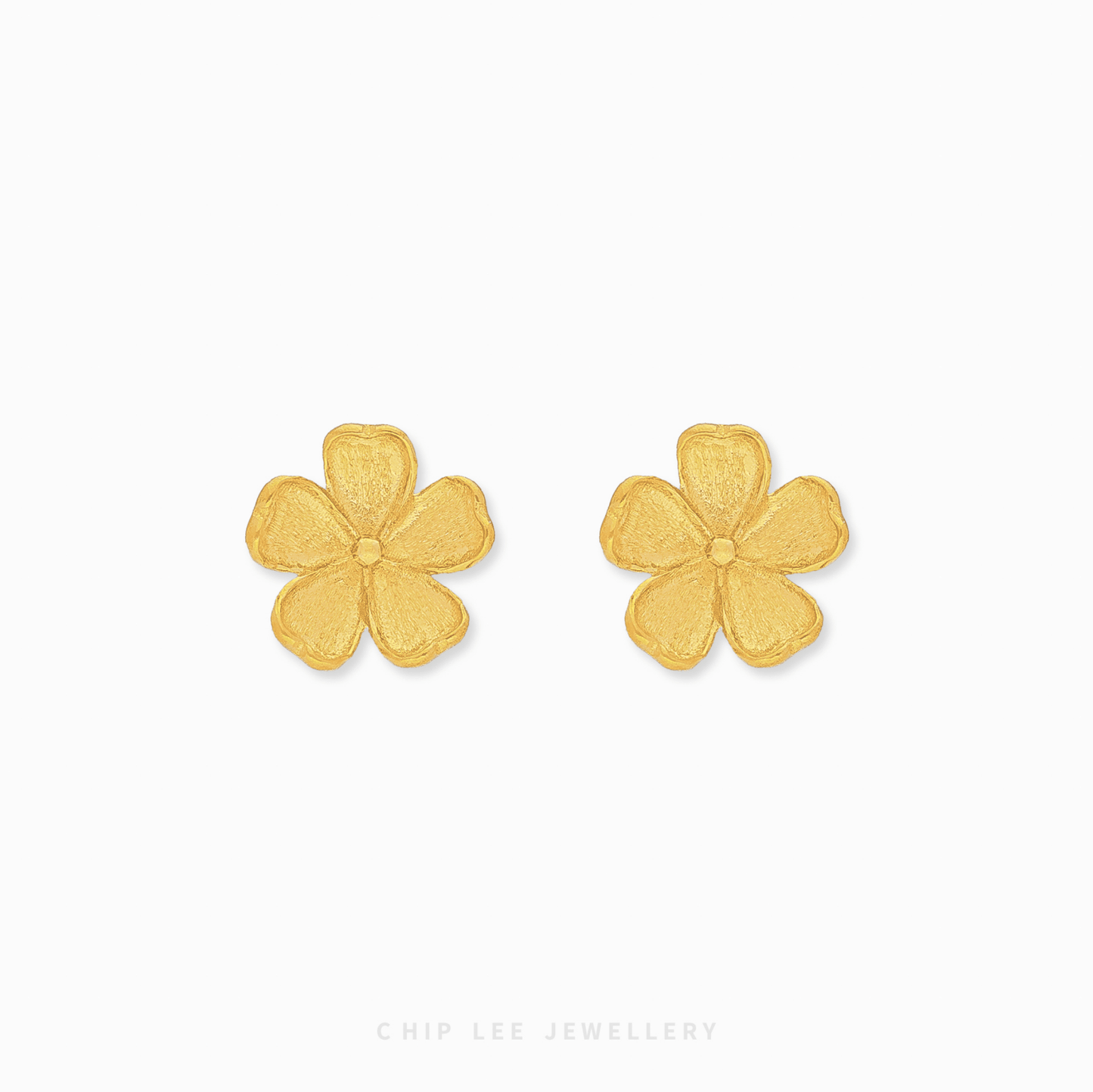 Textured Flora Stud Earrings in 999 pure gold