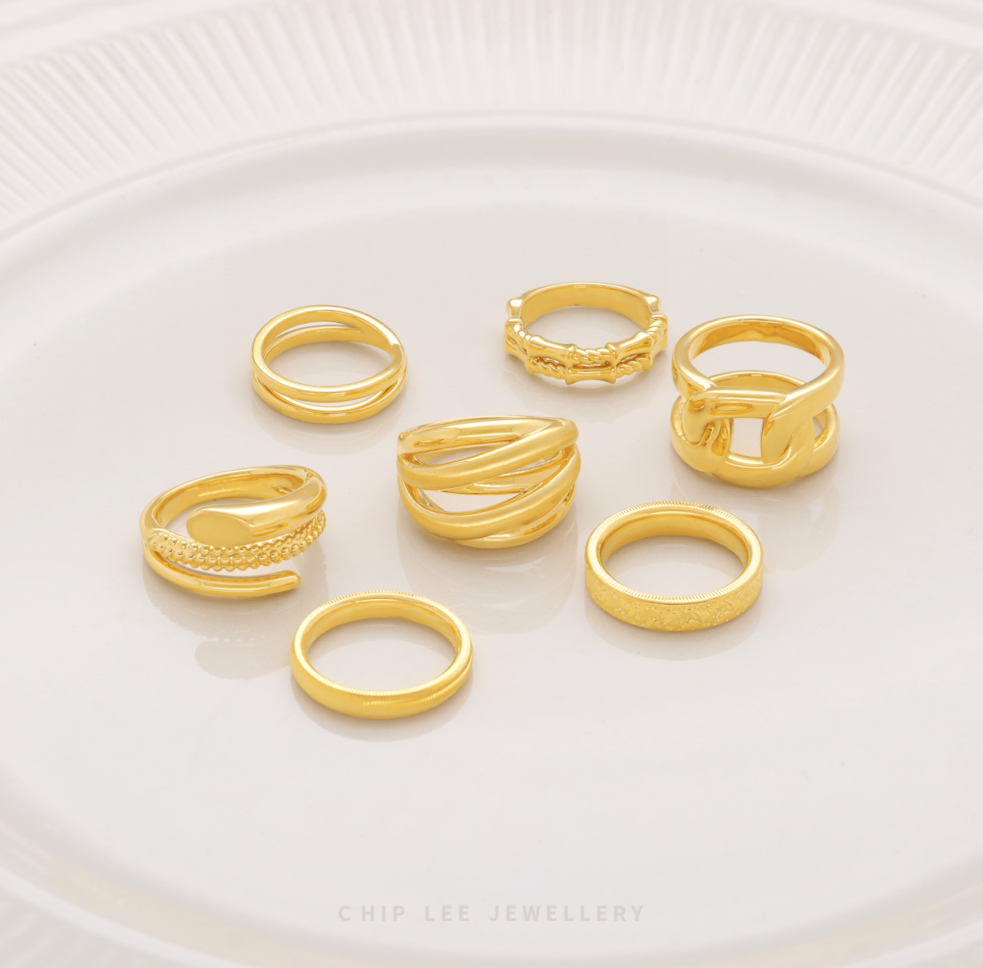 916 Gold Textured Ring by Chip Lee Jewellery, featuring a minimalist design with unique texture, adding subtle elegance to any outfit.