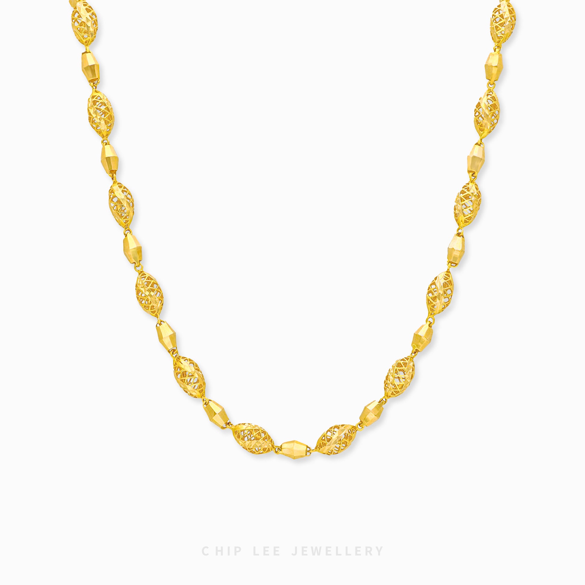 Turkish Design Statement Chain Necklace with intricate links in 916 gold by Chip Lee Jewellery Singapore