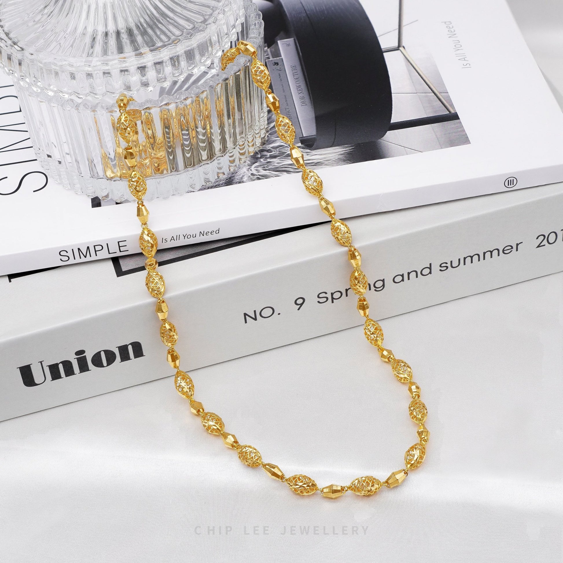 Turkish Design Statement Chain Necklace with intricate links in 916 gold by Chip Lee Jewellery Singapore