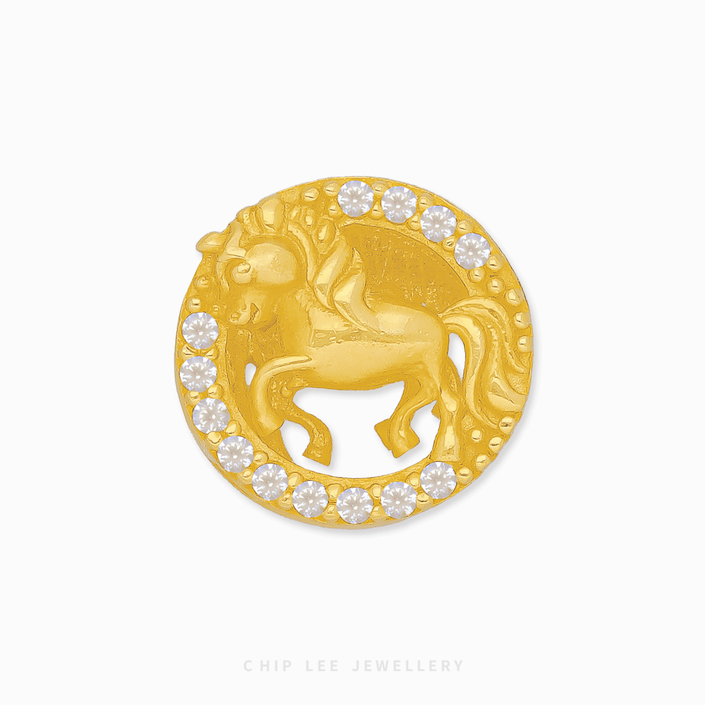 916 Gold Unicorn Charm by Chip Lee Jewellery Singapore. Mystical charm symbolizing magic, purity, freedom, wonder, and endless possibility.