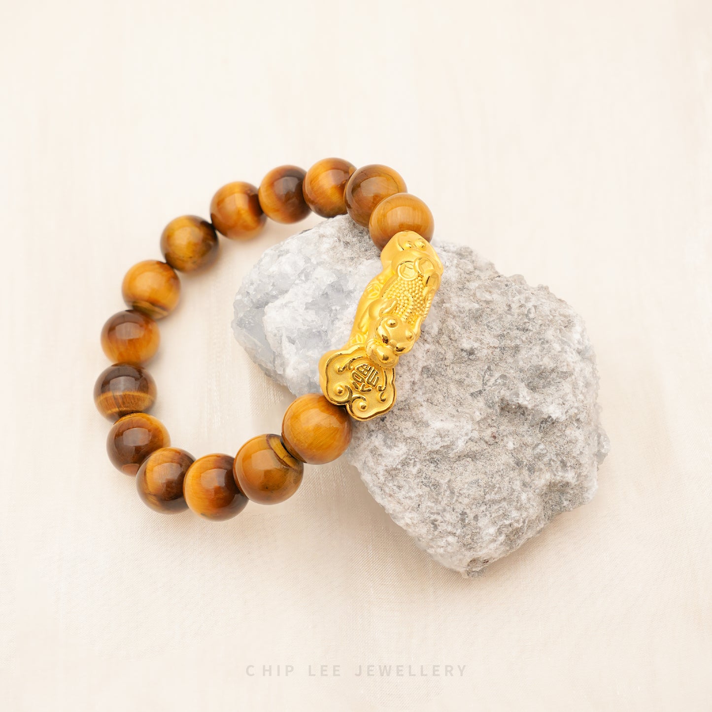 999 Pure Gold Yellow Tiger Eye Pixiu Bracelet