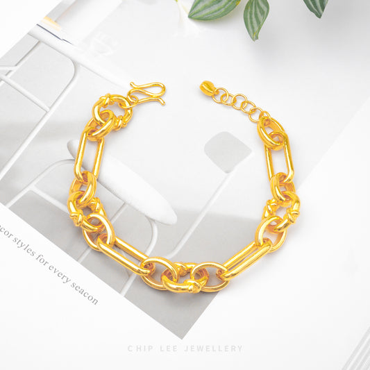 999 Pure Gold Mixed Link Chain Bracelet