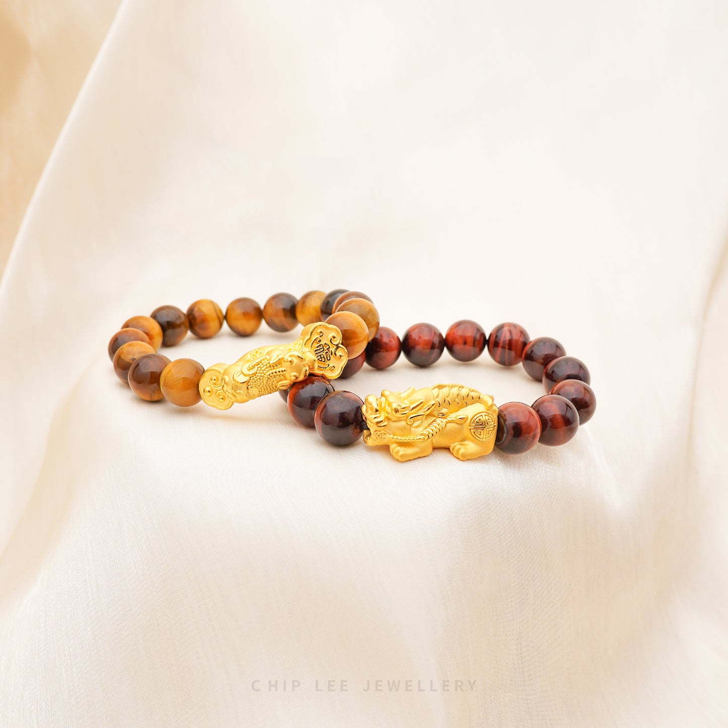 999 Pure Gold Red Tiger Eye Pixiu Bracelet