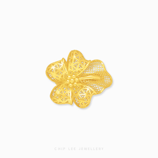 999 Pure Gold Statement Bow Ring with bold bow design in solid gold, offering timeless elegance and playful feminine charm for all occasions.