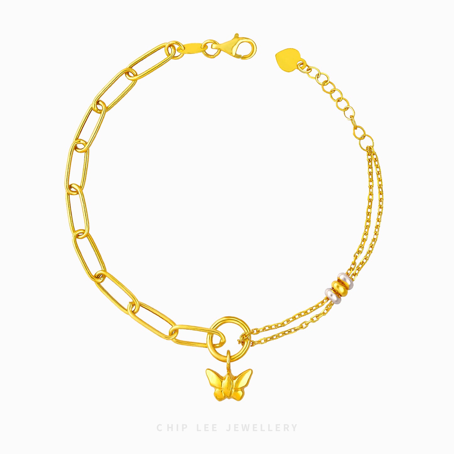 Duo Tone Butterfly Charm Mixed Chain Bracelet - Chip Lee Jewellery