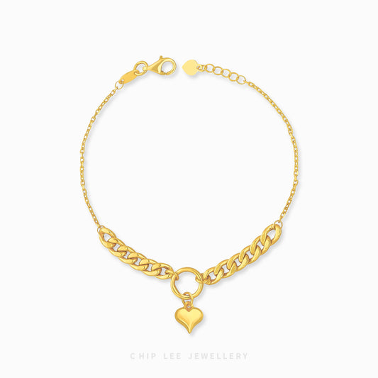 Heart Charm Mixed Chain Bracelet - Chip Lee Jewellery