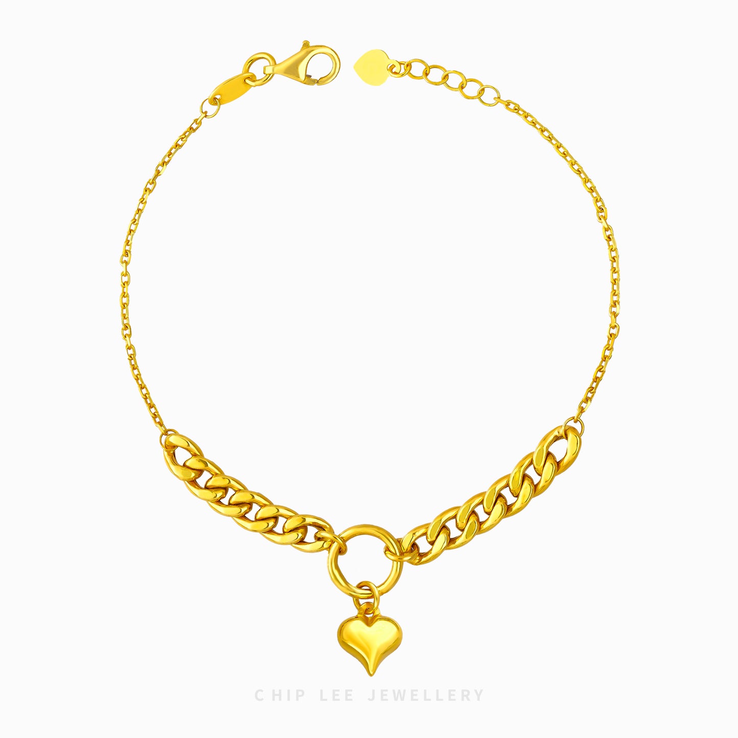 Heart Charm Mixed Chain Bracelet - Chip Lee Jewellery