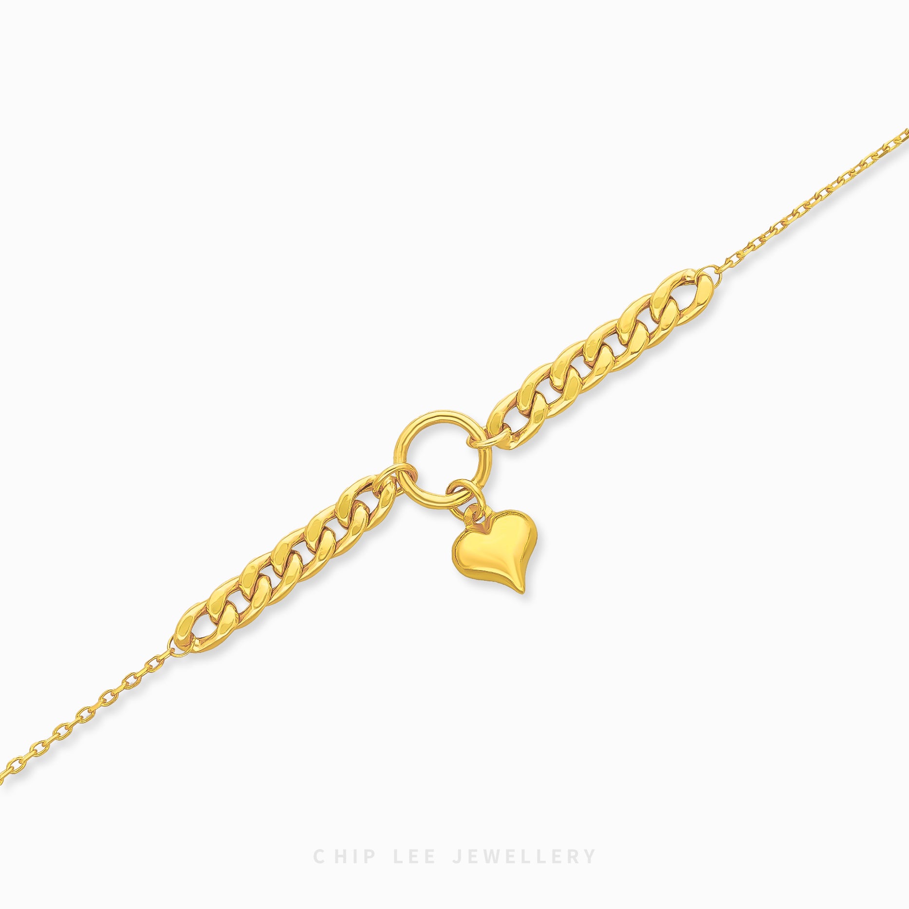 Heart Charm Mixed Chain Bracelet - Chip Lee Jewellery