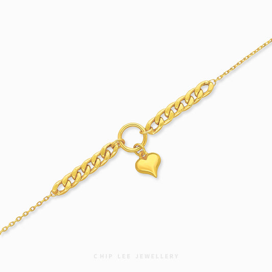 Heart Charm Mixed Chain Bracelet - Chip Lee Jewellery