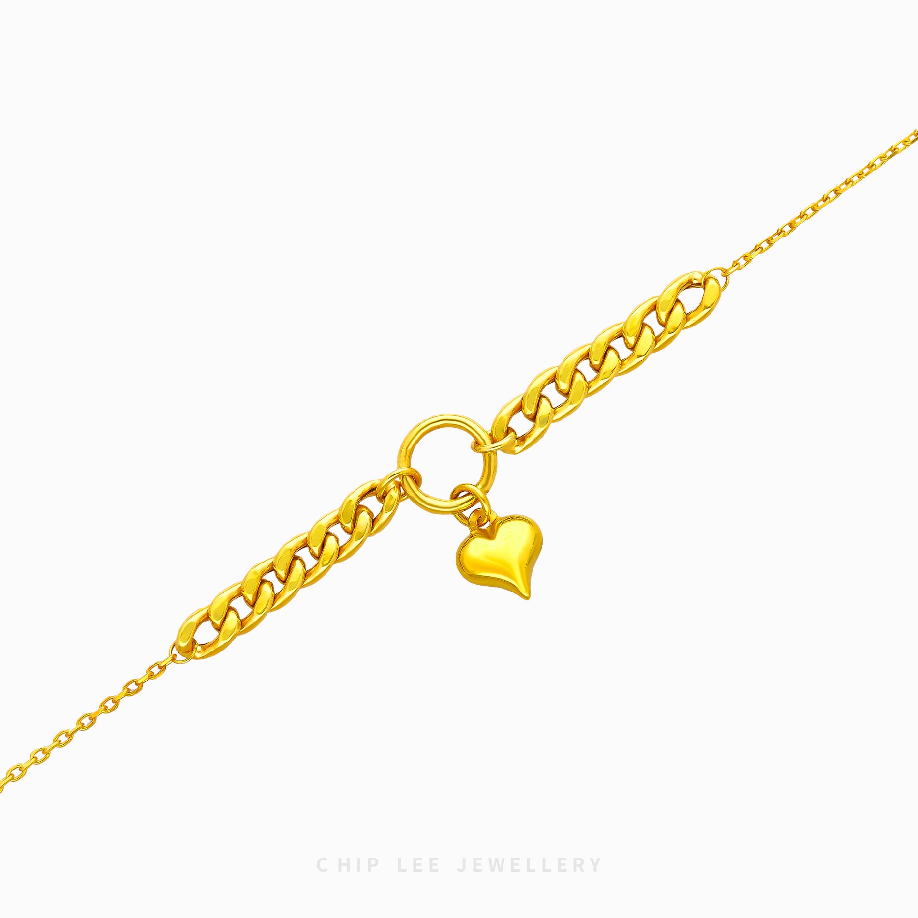 Heart Charm Mixed Chain Bracelet - Chip Lee Jewellery