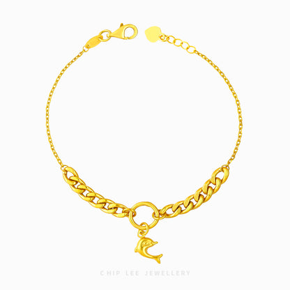 Dolphin Charm Mixed Chain Bracelet - Chip Lee Jewellery