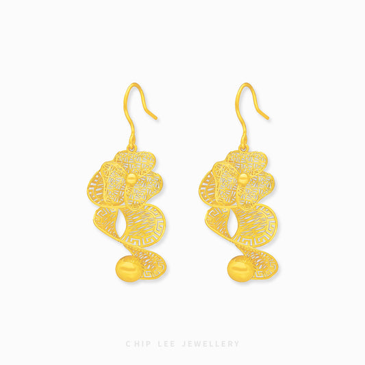 999 Pure Gold Statement Bow Earring