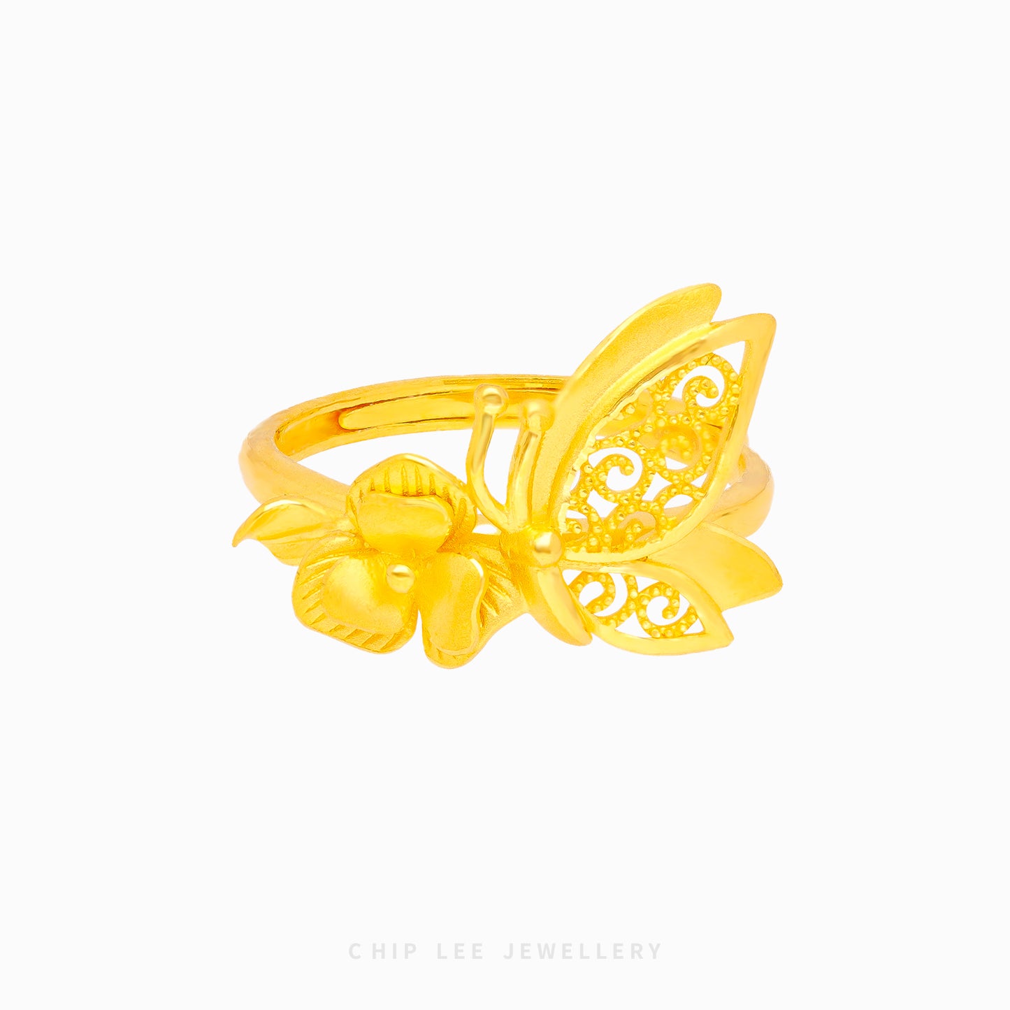 999 Floral Butterfly Ring