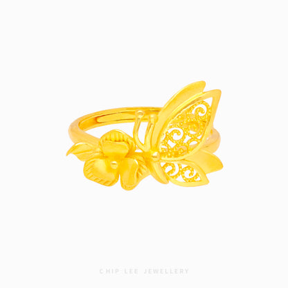 999 Floral Butterfly Ring - Chip Lee Jewellery