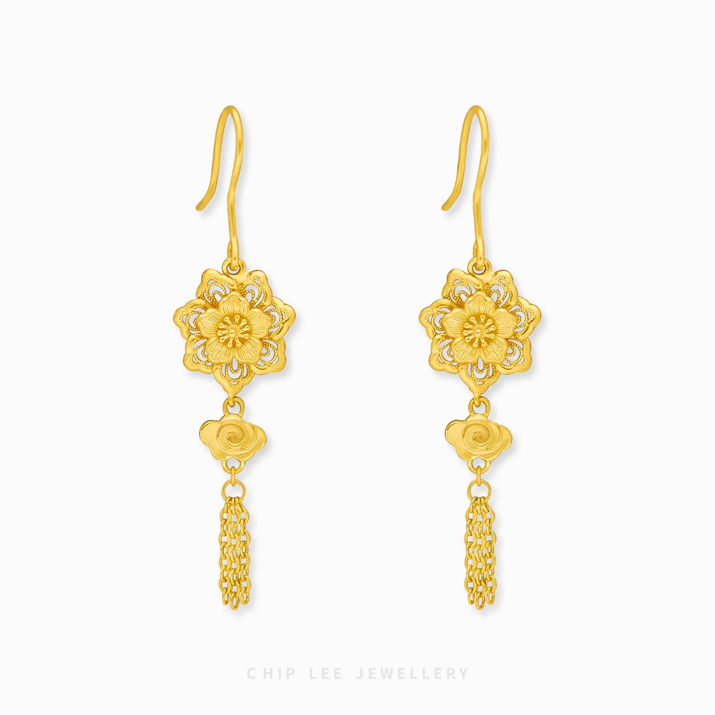 999 Pure Gold Traditional Wind Flower Earring