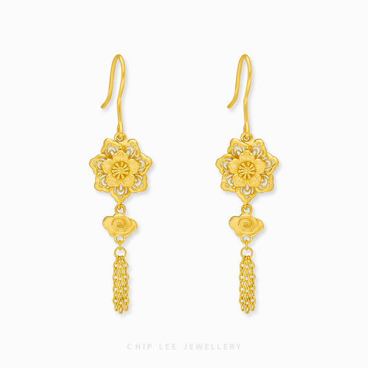 999 Pure Gold Traditional Wind Flower Earring