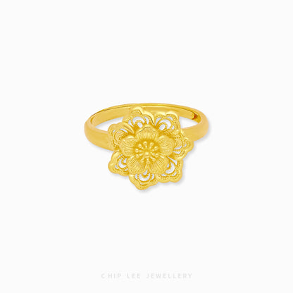 999 Pure Gold Traditional Floral Ring