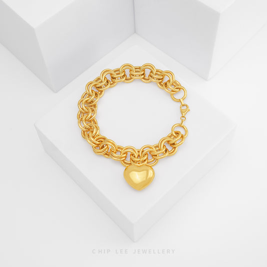 Heart Charm Link Chain Bracelet