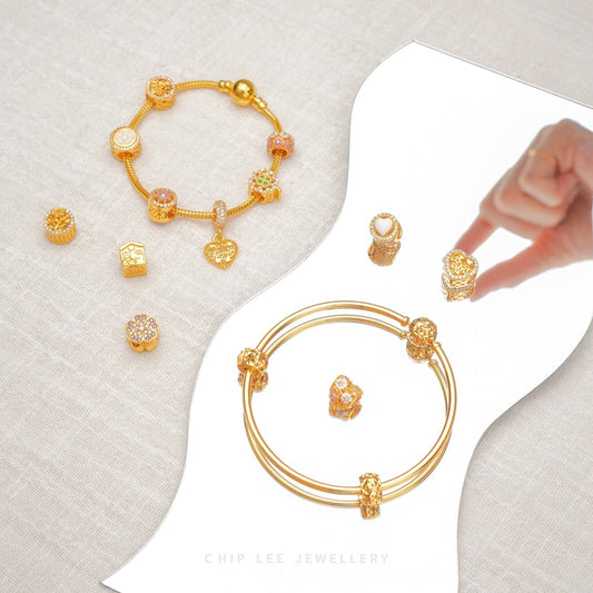 Pink Flower Circle Charm - Chip Lee Jewellery