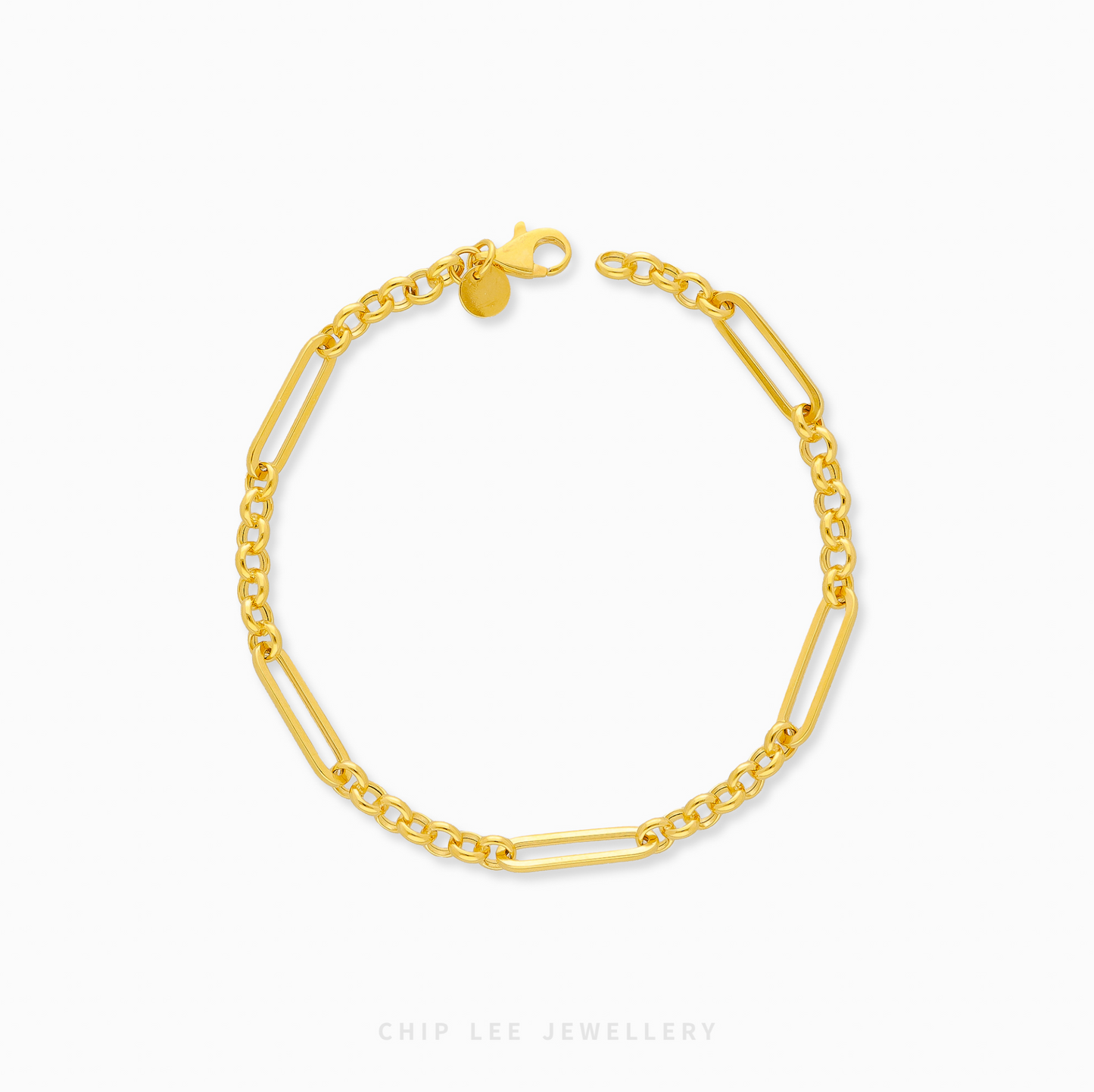 916 gold Mixed Paperclip Link Bracelet, modern women’s gold bracelet for everyday wear, stacking, or gifting