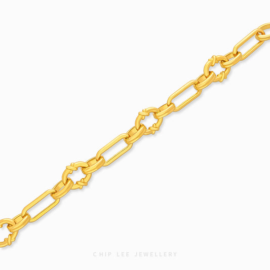 999 Pure Gold Mixed Link Chain Bracelet