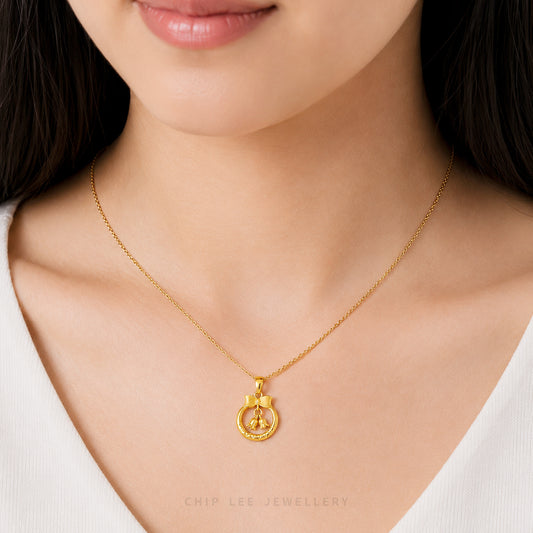 999 Pure Gold Duo Rose Pendant
