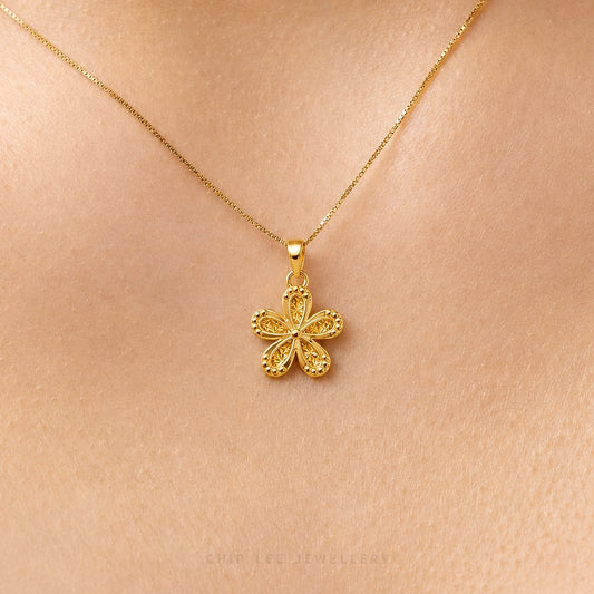 999 Pure Gold Floral Pendant