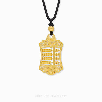 999 Pure Gold Prosperity Abacus Necklace