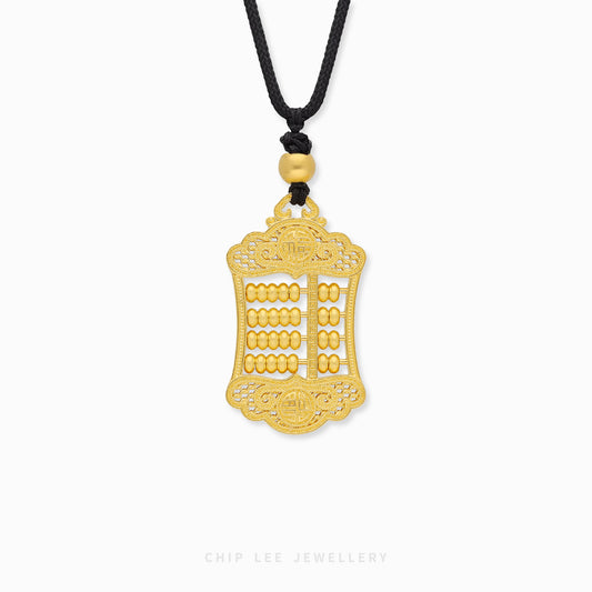999 Pure Gold Prosperity Abacus Necklace