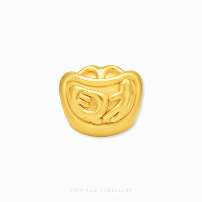 A gold-colored dental mouthpiece ring with a stylized teeth design, shown on a clean white background with the brand name 'CHIP LEE JEWELLERY' at the bottom.