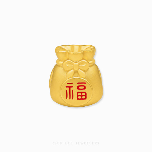 999 Pure Gold Prosperity Money Bag Charm