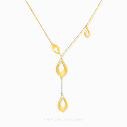 999 | 24K Gold Dewdrop Necklace with teardrop pendant in pure gold by Chip Lee Jewellery Singapore