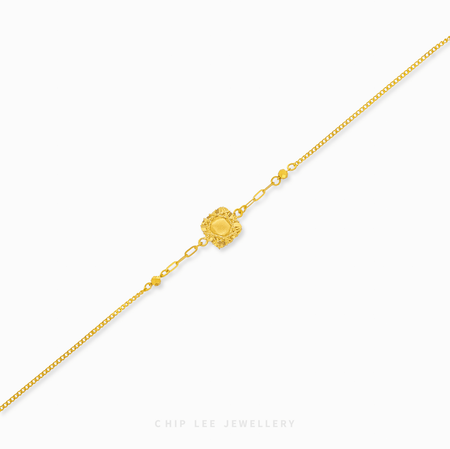 Gold Kare Bracelet by Chip Lee Jewellery, crafted in 999 pure gold with elegant square links for sophisticated, versatile luxury style.