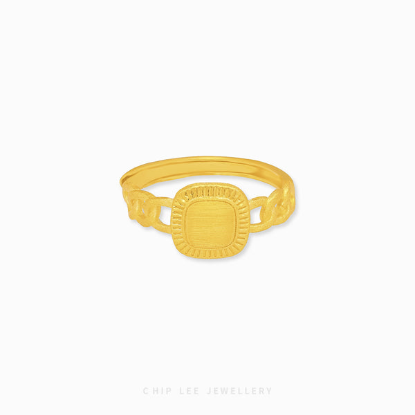 999 | 24K Gold Kare Ring by Chip Lee Jewellery, featuring a refined square silhouette in pure gold, offering minimalist elegance for any occasion.