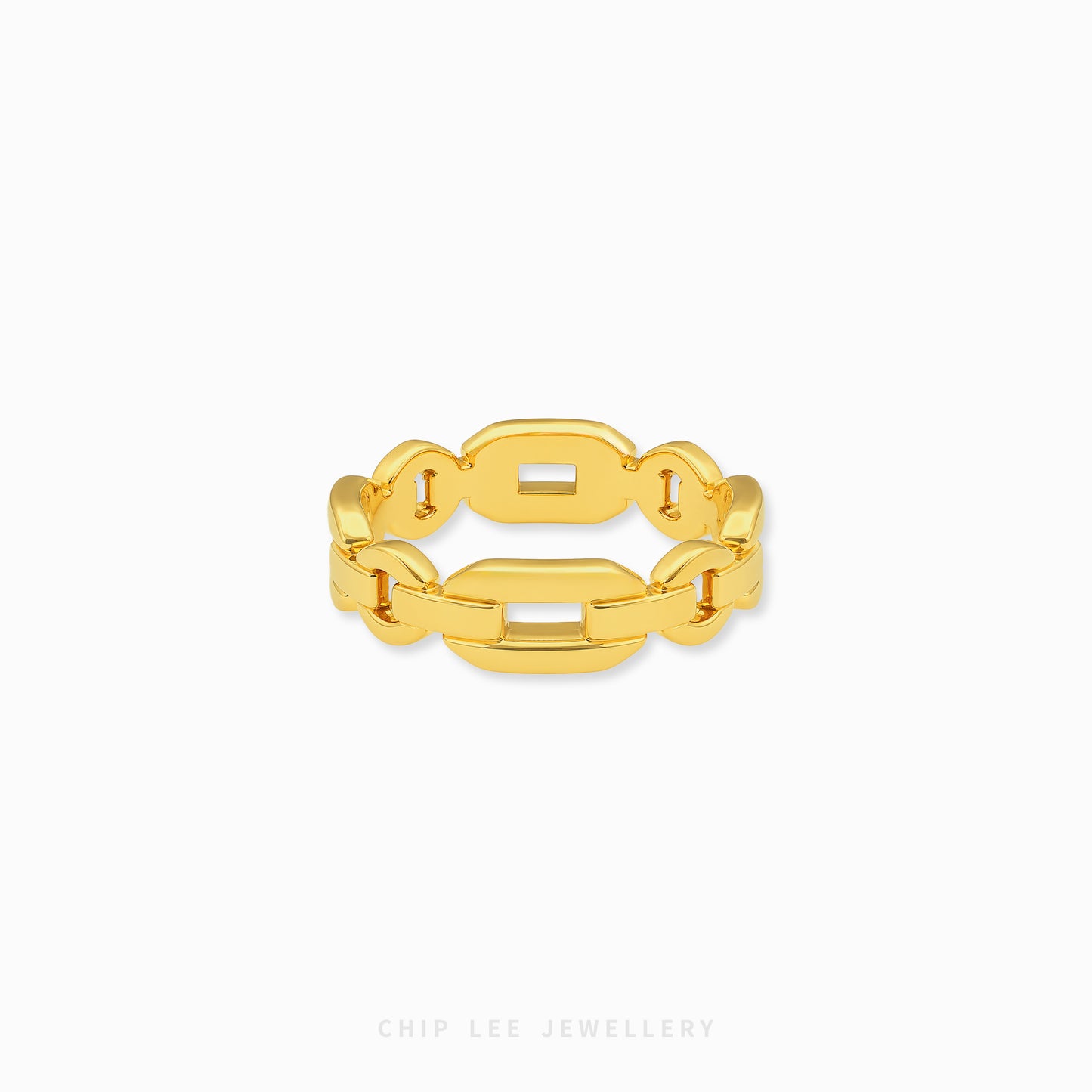 Minimalist gold link ring for women