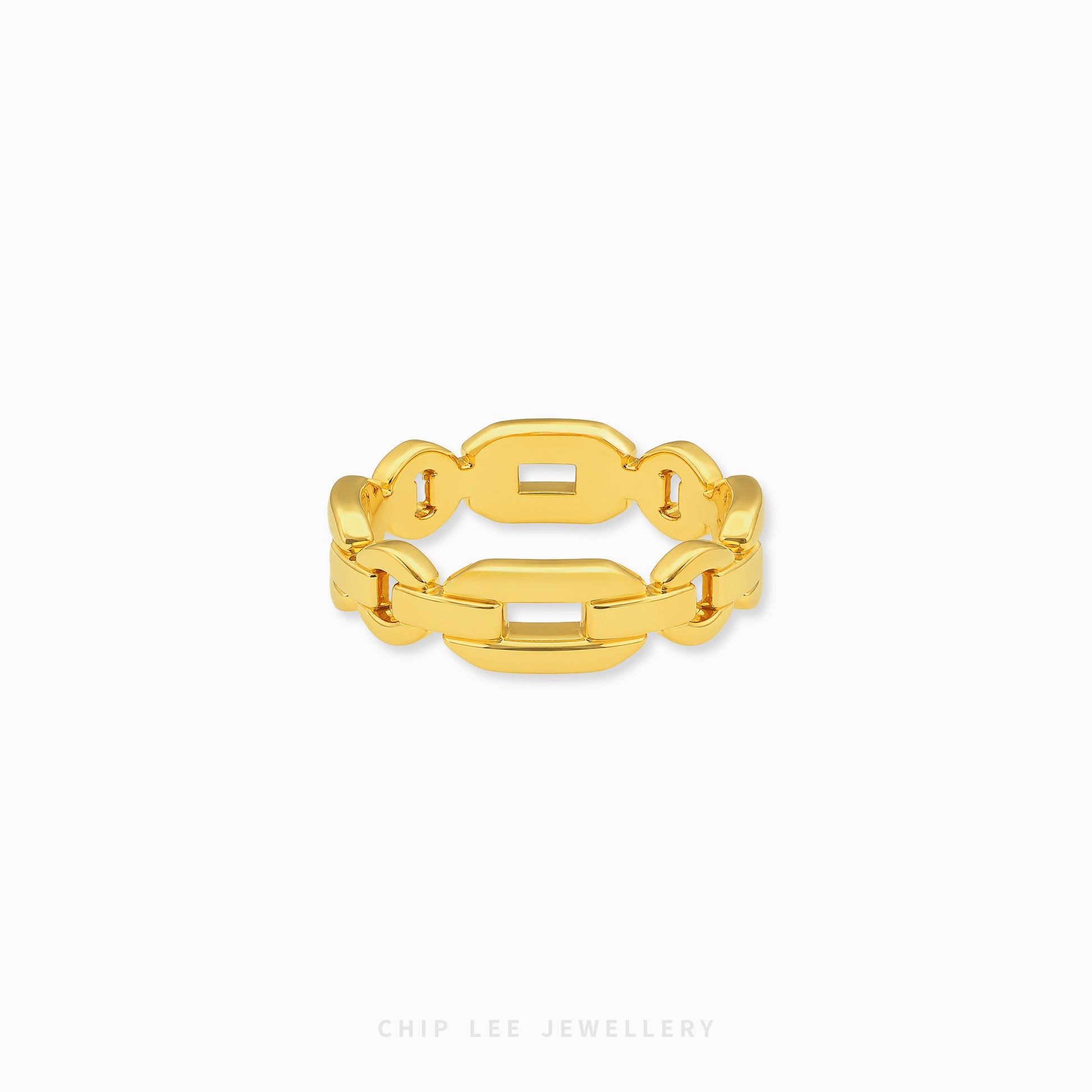 Minimalist gold link ring for women