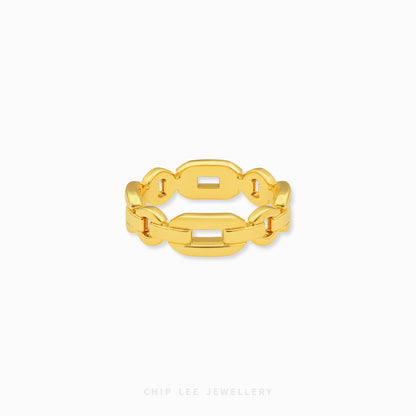 Minimalist gold link ring for women