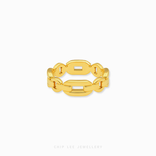 Minimalist gold link ring for women